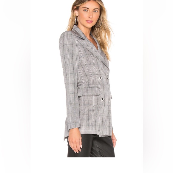 WORN ONCE superdown Constance Blazer in Grey Plaid xs - Picture 3 of 5